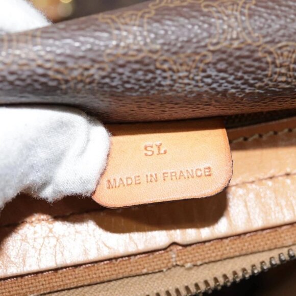 CELINE Macadam Canvas Boston Bag PVC Leather Brown Auth - Picture 10 of 16